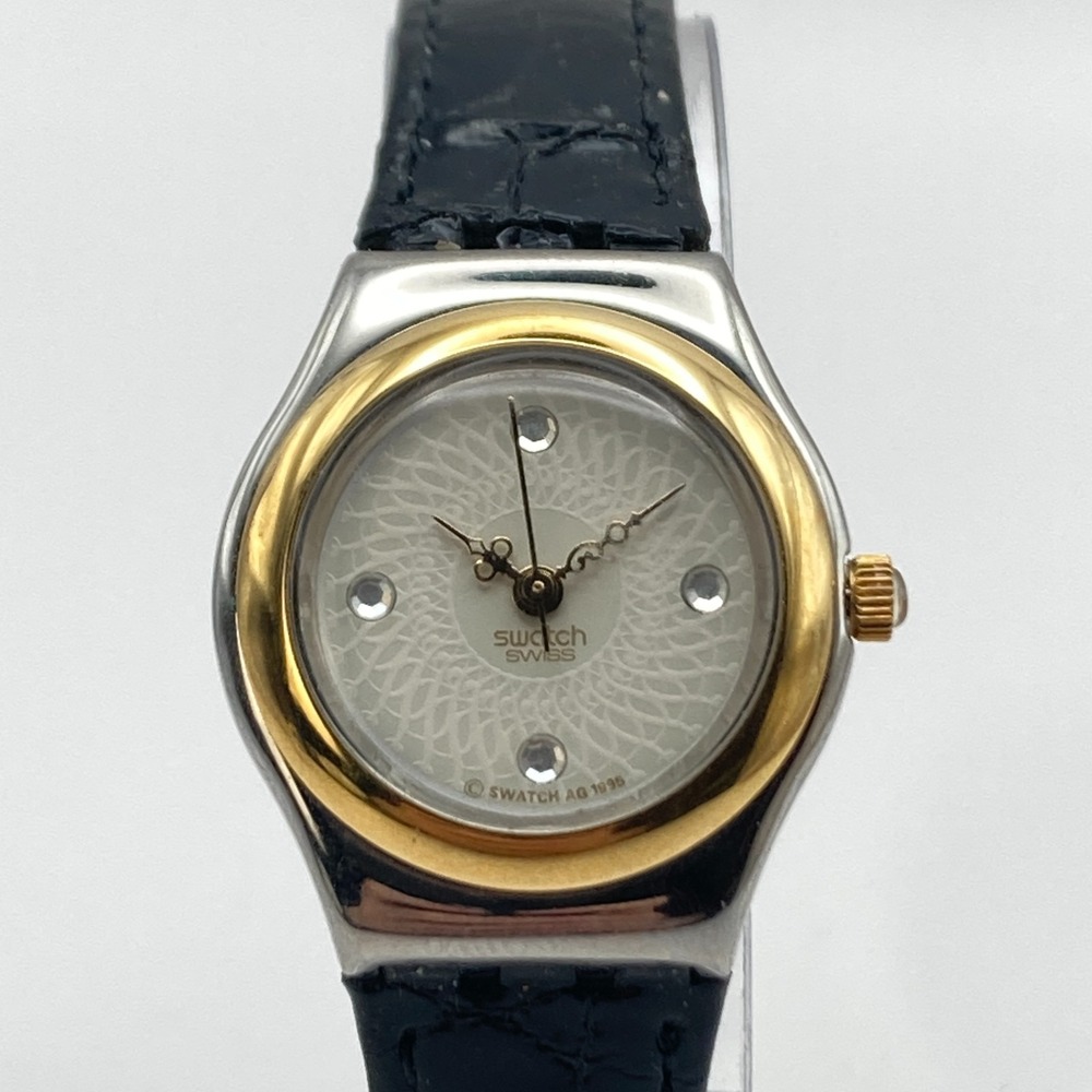 Swatch Irony Lady Reverence Watch 24mm Gold Silver Tone Swiss New Battery 7.5"